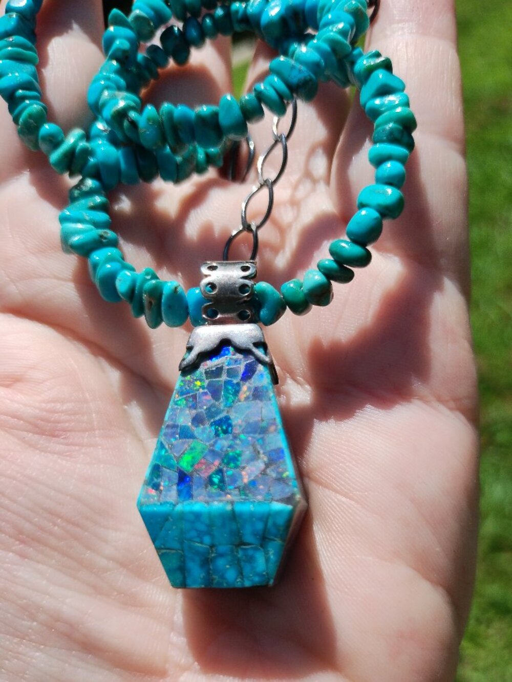 Jay King DTR Turquoise necklace Turquoise micro opal pendant 925 Sterling Silver